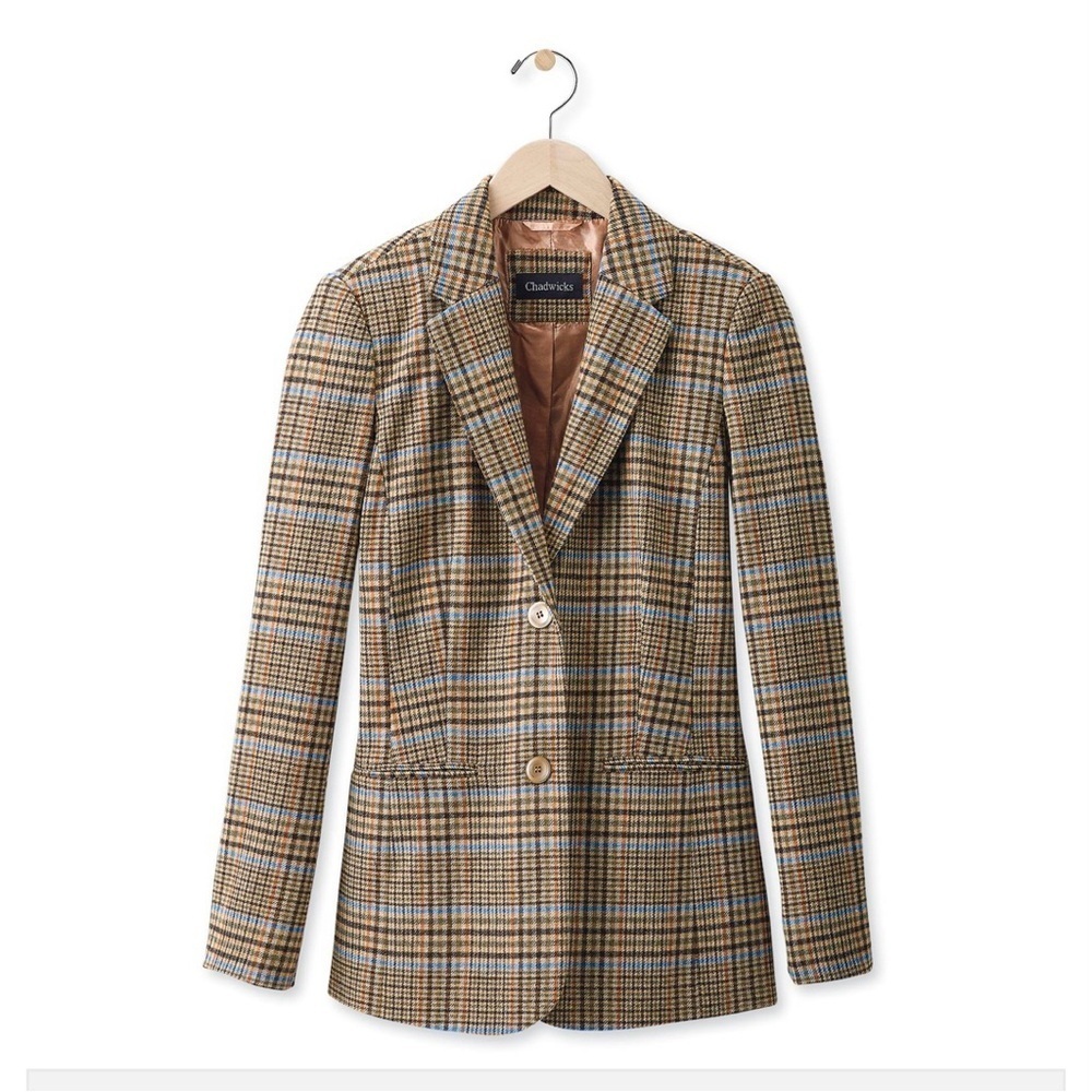 CHADWICKS Vintage Wool Blend Blazer, Single Breasted Long Sleeves Lined, camel